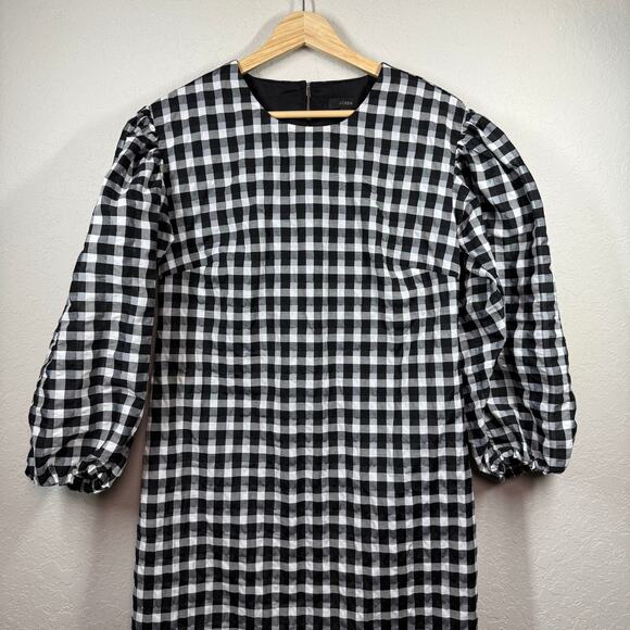 Women's J. Crew Black and White Checkered Shift Dress Size XS - Picture 6 of 8